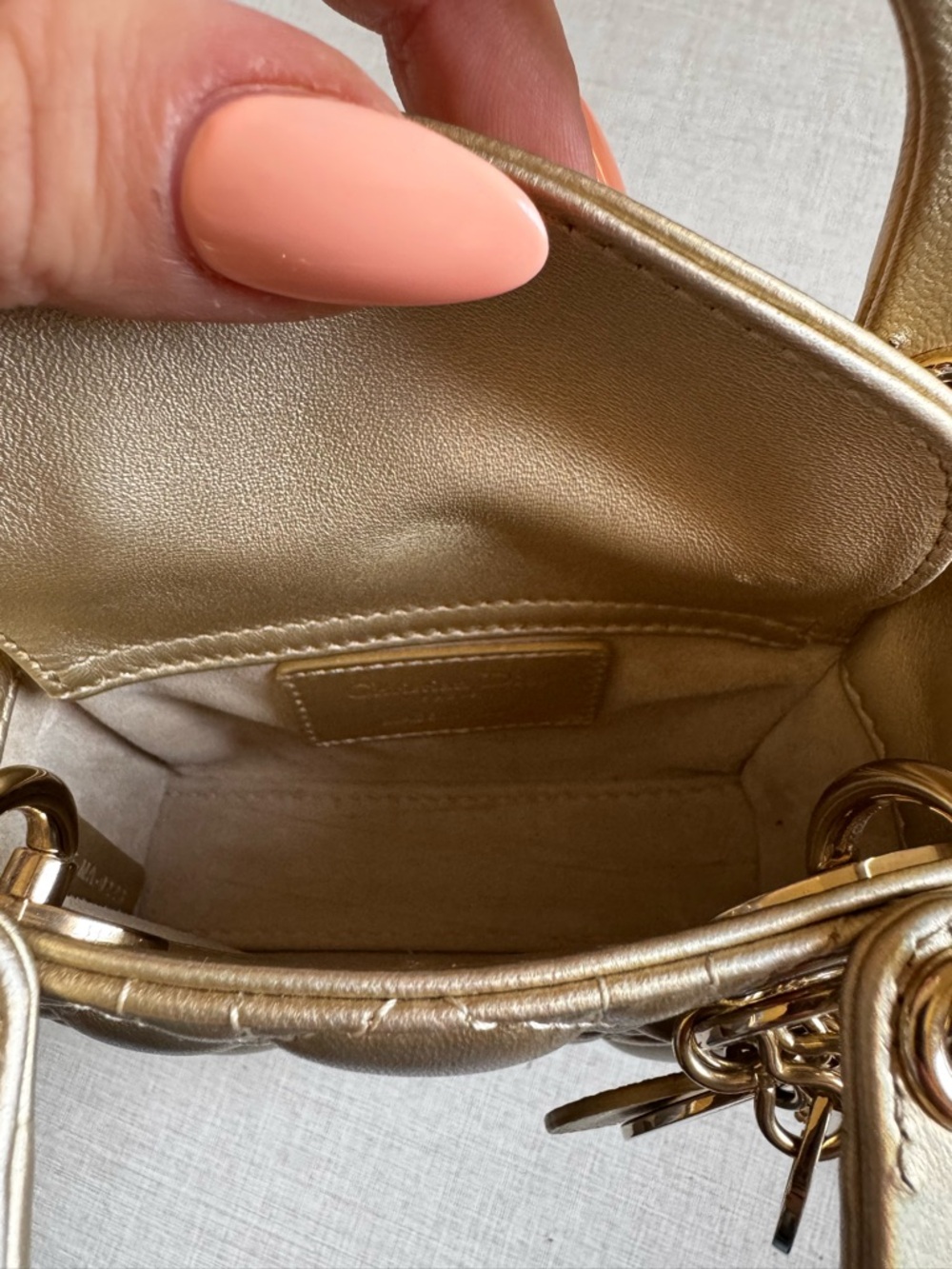 Dior Metallic Gold Quilted Micro Top-Handle Bag - Picture 4 of 7